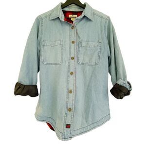 Vintage Woolrich Red Buffalo Check Checkered Fleece Lined Jean Jacket Coat Size